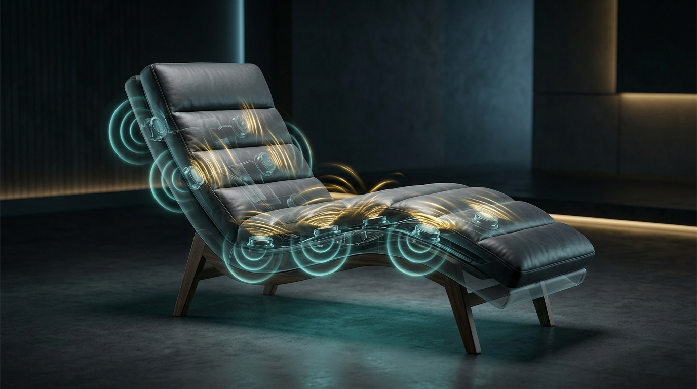 Conceptual visualization of Zencora energy delivery throughout a Lira lounger