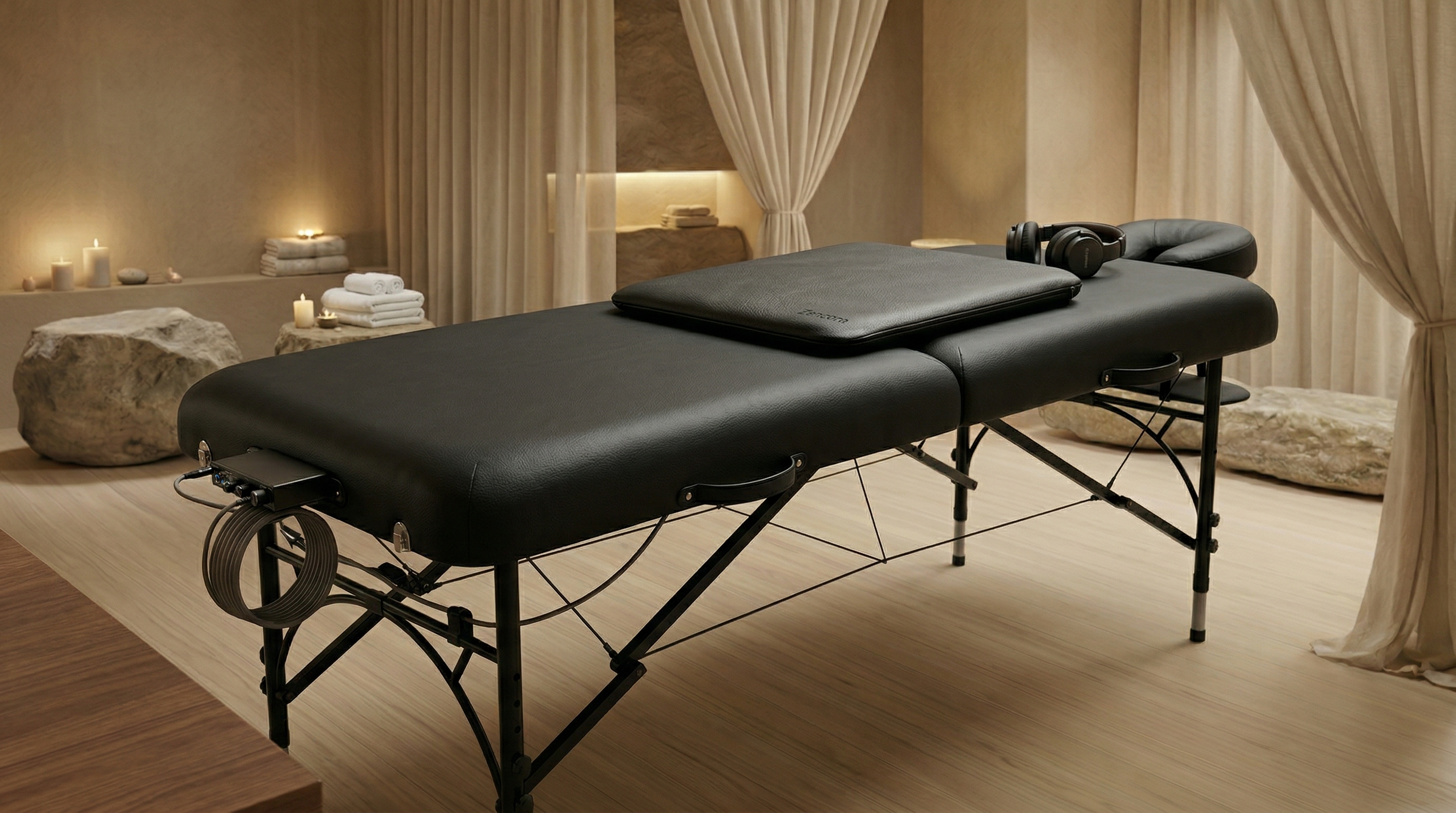Zencora Pro foldable treatment table with its over-body delivery pad